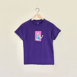 WKND Skateboards Muscle Headphones Girl Graphic Purple T Shirt Adult size Small